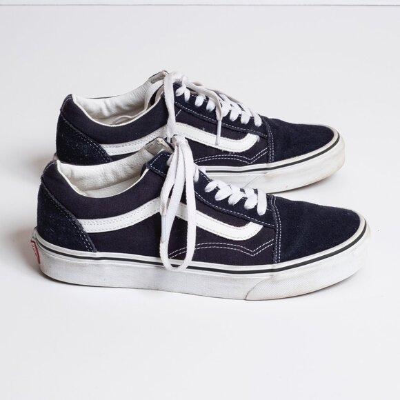 Vans Black and White Old Skool Suede/Canvas Sneakers Women's 9, Men's 7.5 - Picture 6 of 11